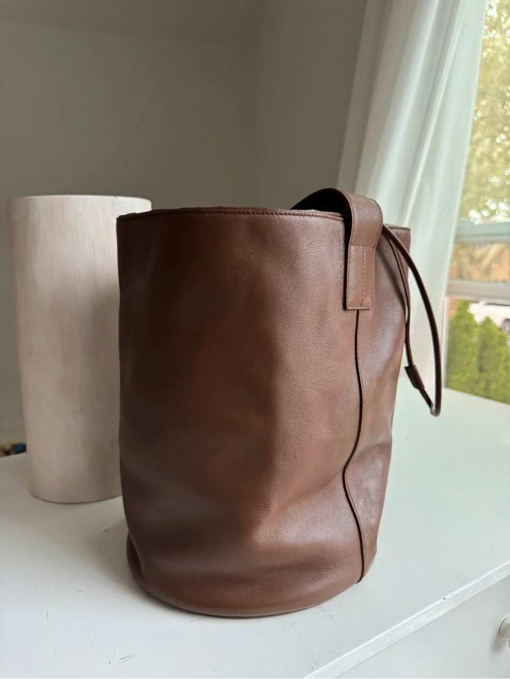 Jil Sander Brown Leather Bucket Bag